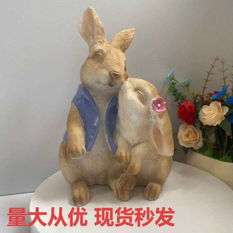 爆款创意复活节兔子树脂摆件家居桌面装饰品户外庭院睡兔雕像